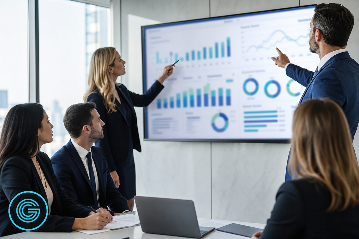 Law firm reviewing content marketing metrics from traffic through to signed cases